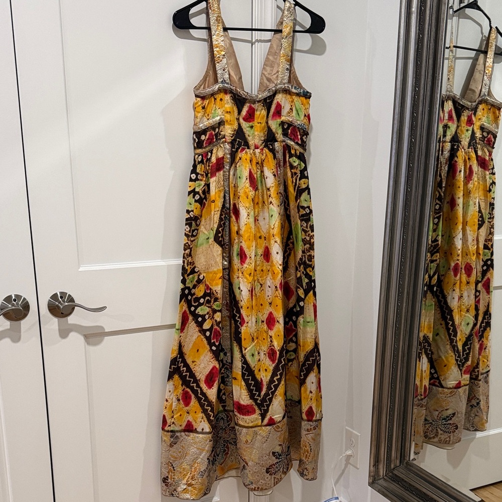Anna Sui Yellow and Black Patterned Maxi Dress - Picture 5 of 7